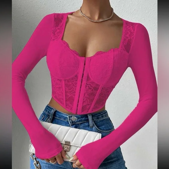 Boho lace bustier corset crop top